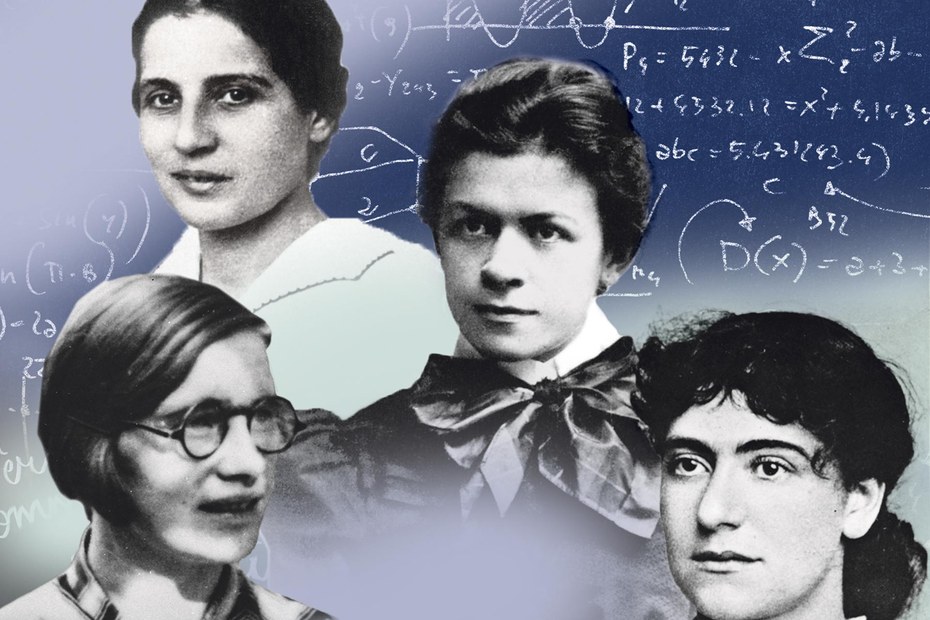 Lise Meitner, Mileva Marić, Margarete Steffin und Eleanor Marx (von oben links nach unten rechts)