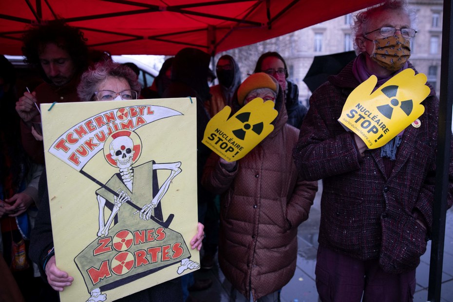 Protest gegen Atomkraft in Frankreich anlässlich des 10. Jahrestages der Fukushima-Katastrophe am 11. März 2021