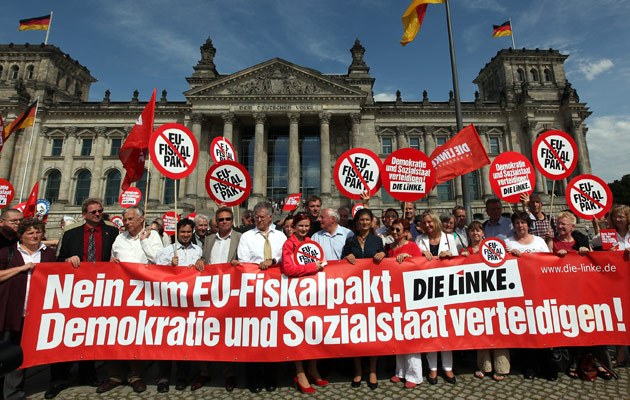 Die Linke beim Protest gegen den EU-Fiskalpakt im Juni 2012