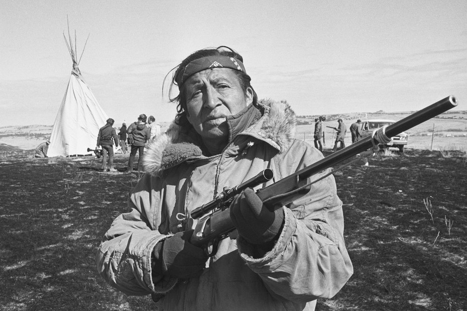 Oscar Running Bear vom AIM am 4. März 1973 in Wounded Knee