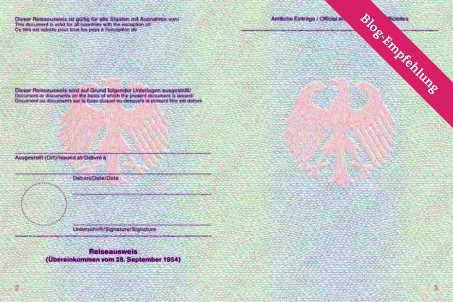 Innenseiten des deutschen Reiseausweis für Staatenlose