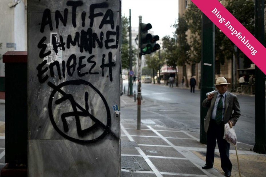 "Antifaschismus heißt Angriff", steht auf diesem griechischem Graffiti