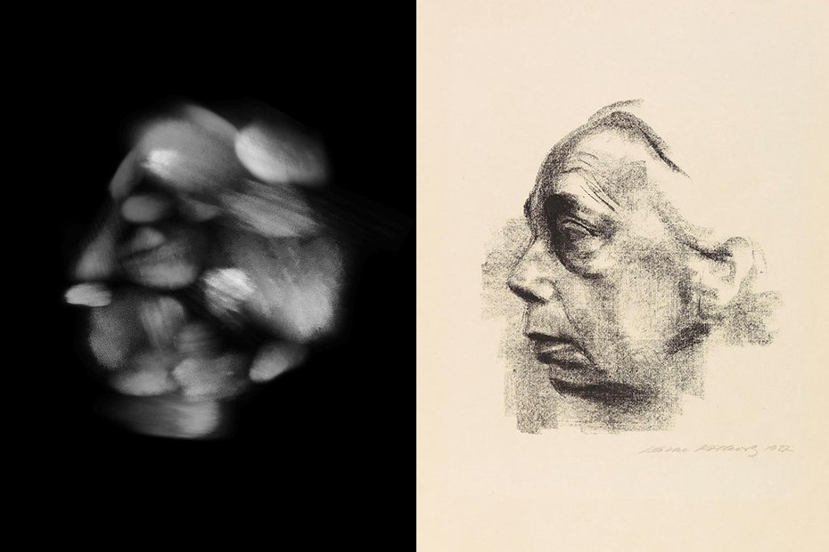 „Breath Marks: Portrait of Käthe Kollwitz“ (2023) von Isaac Chong Wai; „Selbstbildnis im Profil“ (1927) von Käthe Kollwitz