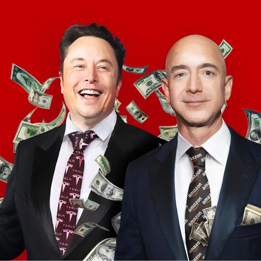 Superreiche wie Elon Musk (l.) und Jeff Bezos (r.) werden gerade in Krisenzeiten immer mächtiger