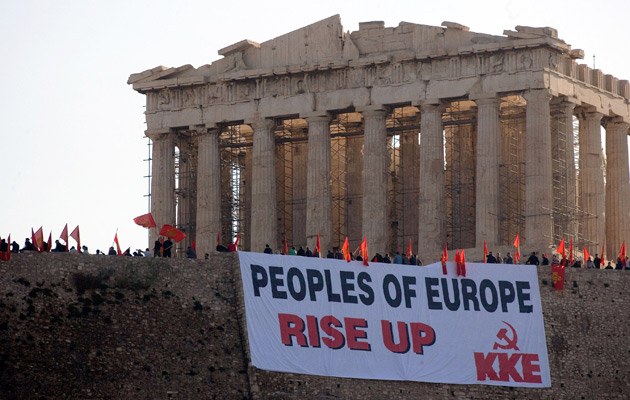 Was ist noch übrig vom goldenen Zeitalter der griechischen Antike und von Europa? Proteste auf dem Akropolis-Hügel