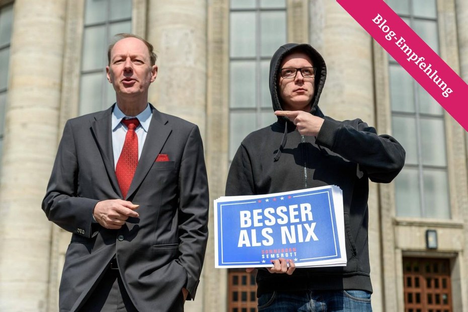 Ist das so? Die Spitzenkandidaten der "Partei" Martin Sonneborn (li.) und Nico Semsrott (re.)