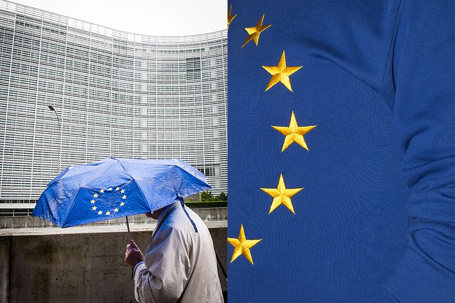 Berlaymont, der Sitz der Europäischen Kommission, in Brüssel (links)