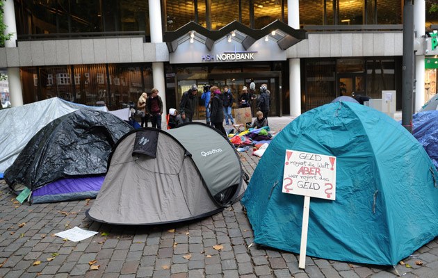 Ein Bild aus den Anfangstagen: Das Hamburger Occupy-Camp im vergangenen Oktober