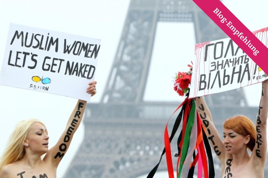 Ukrainische Femen-Mitglieder protestieren im März 2012: "Muslim Women let´s get naked"