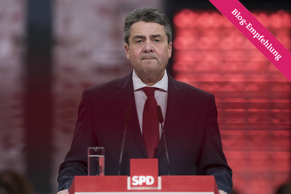 Sigmar Gabriel im März 2017 auf dem Parteitag der SPD mit der Ankündigung seines Rücktritts