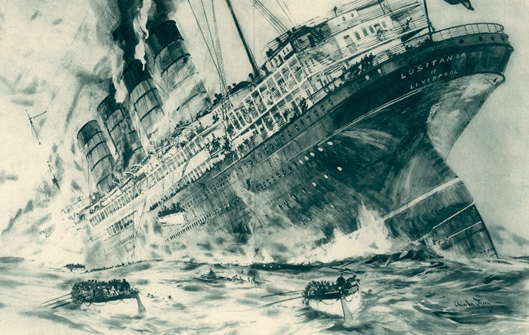 Am 7. Mai 1915 versenkt die U 20 ohne Vorwarnung das Passagierschiff Lusitania