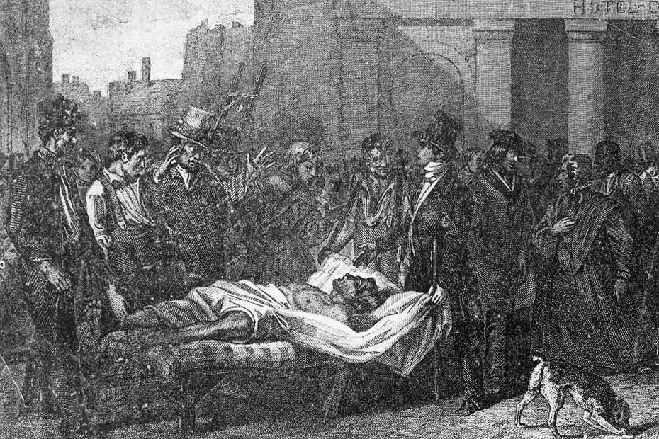 Ein Opfer der Cholera. Darstellung aus dem Jahr 1832