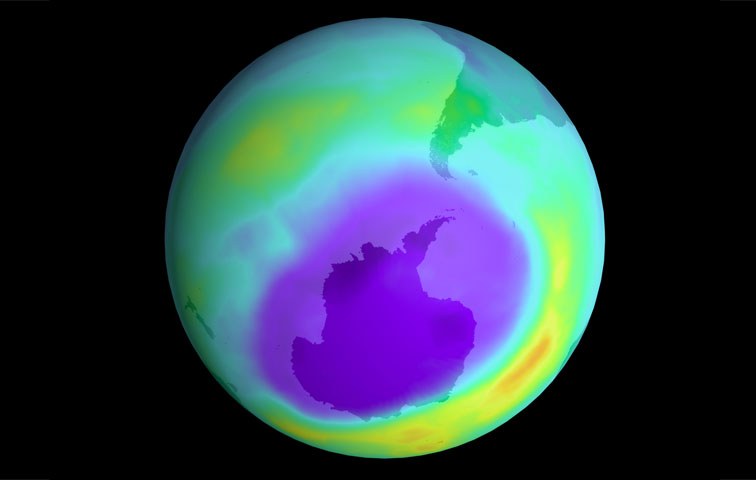 Das Ozonloch über der Antarktis noch vor 16 Jahren