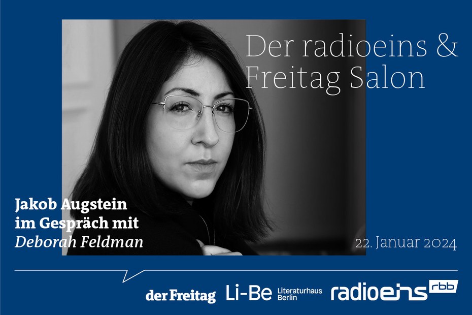 Deborah Feldmann trifft am 22. Januar 2024 auf „Freitag“-Verleger Jakob Augstein