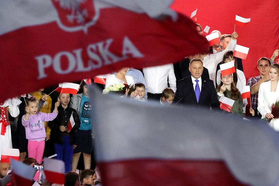 Wahlsieger Andrzej Duda feiert am 12. Juli in Pultusk