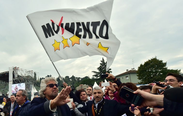 Beppe Grillo, der Patron der Fünf-Sterne-Bewegung (MoVimento 5 Stelle)