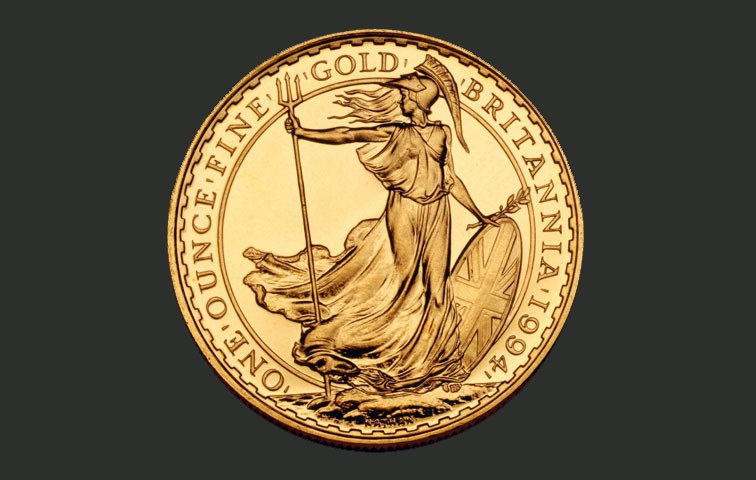 Die Anlagemünze Britannia, hergestellt von der Münzprägeanstalt Royal Mint