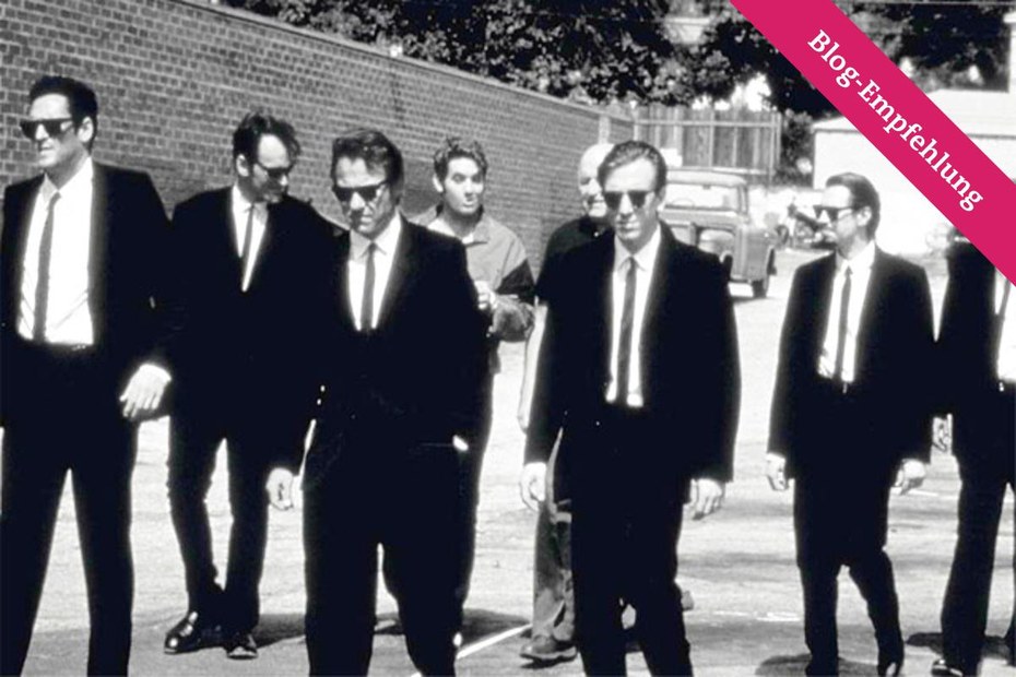 Harvey Keitel, Tim Roth, Michael Madsen, Steve Buscemi, Edward Bunker und Quentin Tarantino in dessen Film "Reservoir Dogs"