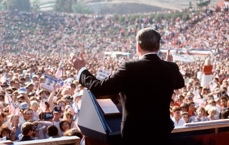 Reagan bei einer Wahlkampfveranstaltung im November 1984