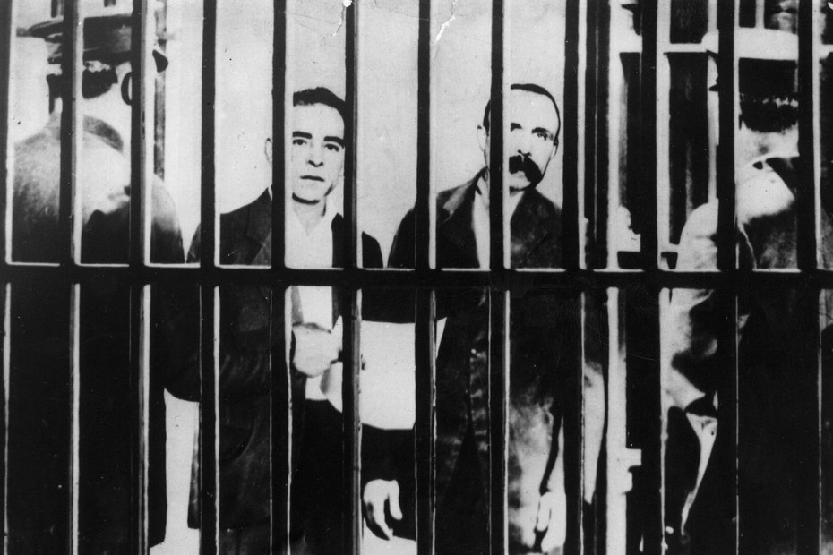Nicola Sacco und Bartolomeo Vanzetti im Gefängnis vor ihrer Exekution