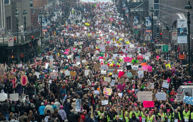 Rund 400.000 Frauen und Männer kamen in New York für den Womens's March zusammen