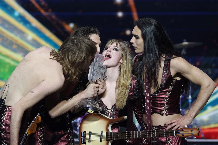 Sichtlich erfreute Sieger des diesjährigen Eurovision Songcontest: die italienische Band Måneskin