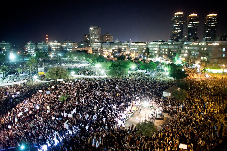 Bis zu einer halben Million Menschen demonstrierten in Tel Aviv im Jahr 2011 gegen die zunehmenden wirtschaftlichen Verwerfungen