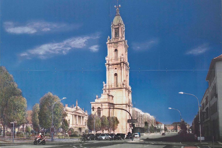 Fotografie der 1945 zerstörten und 1968 abgerissenen Garnisonkirche
