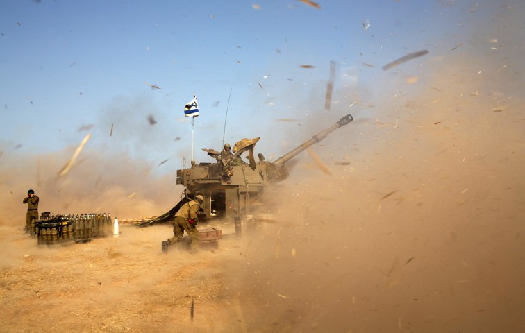 Israelische Artillerie-Stellung an der Grenze zum Gazastreifen