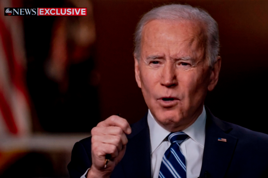 US-Präsident Joe Biden im Interview mit dem Fernsehsender ABC. Hier bezeichnete er Wladimir Putin am Mittwoch als einen „Killer“