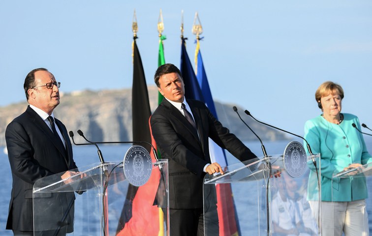 Was tun mit der Post-Brexit-EU? François Hollande, Matteo Renzi und Angela Merkel