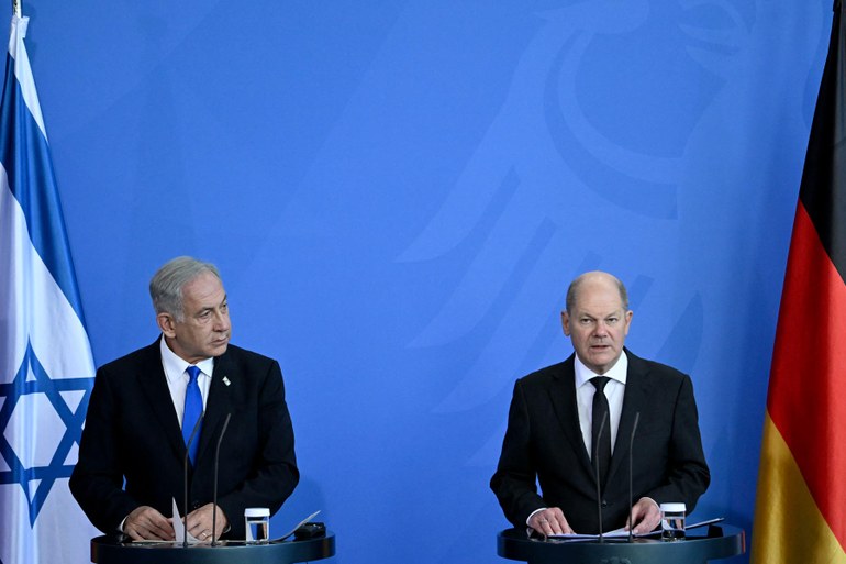 Israels Regierungschef Benjamin Netanjahu und Bundeskanzler Olaf Scholz bei einer Pressekonferenz in Berlin im März 2023