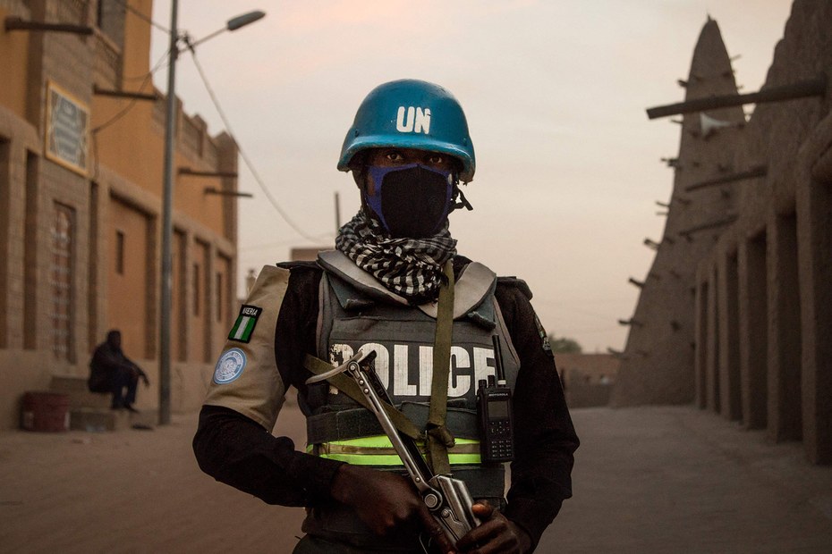 Eine Polizeieinheit der UN-Mission in Timbuktu, Mali