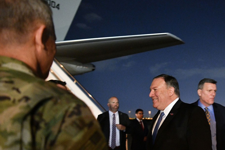 US-Staatssekretär Mike Pompeo bei seiner Ankunft am Flughafen in Bagdad im Mai 2019