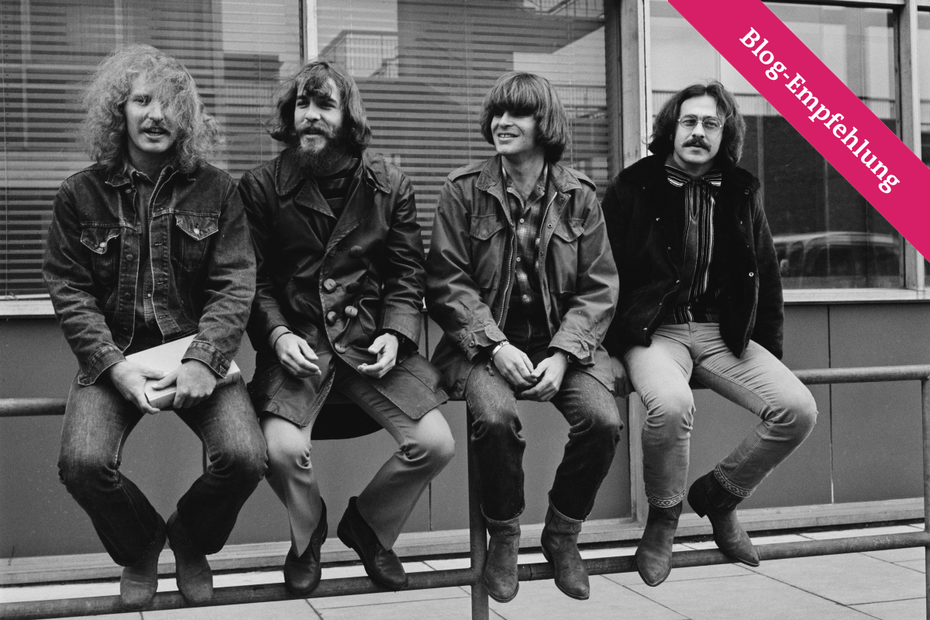 Die amerikanische Rockband Creedence Clearwater Revival, Großbritannien, 7. April 1970; hier zu sehen John Fogerty, Tom Fogerty, Stu Cook und Doug Clifford