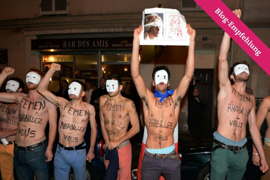 Demonstration der französischen Gruppe "Hommen" gegen mehr Rechte für Homosexuelle