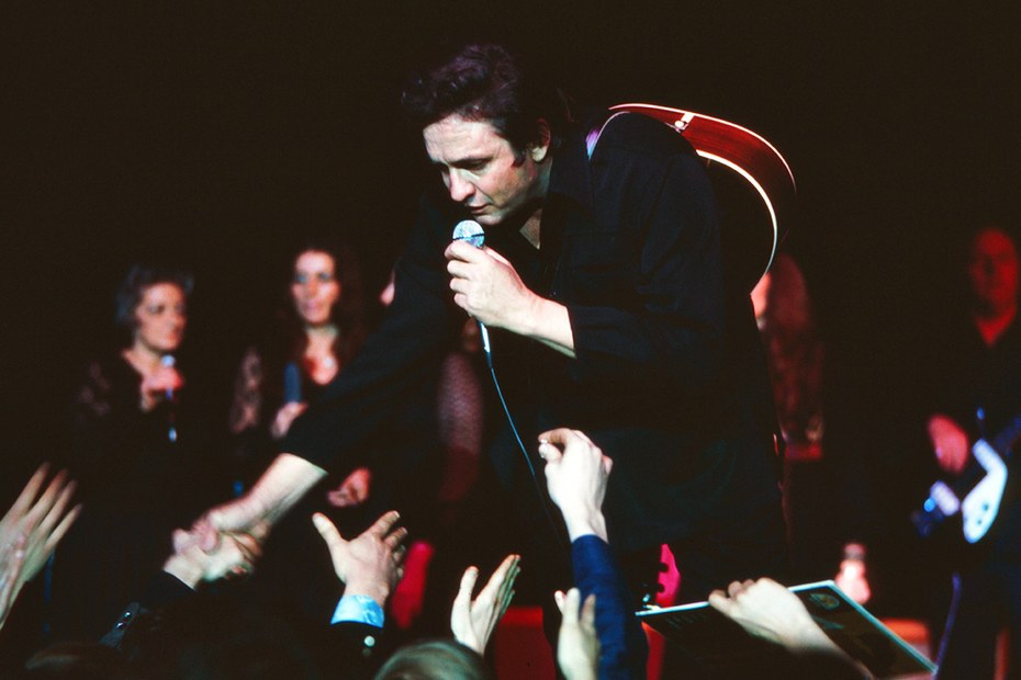 Johnny Cash bei einem Konzert in Deutschland, 1980