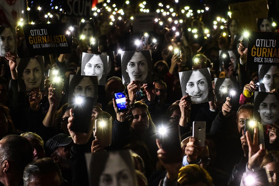 Demonstration anlässlich der Ermordung der Journalistin Daphne Caruana Galizia in Valletta, Malta, 2019
