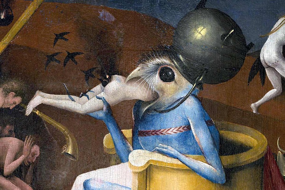 Vorbild für den blauen Twitter-Vogel? Detail aus der „Hölle“ von Hieronymus Boschs Triptychon „Der Garten der Lüste“