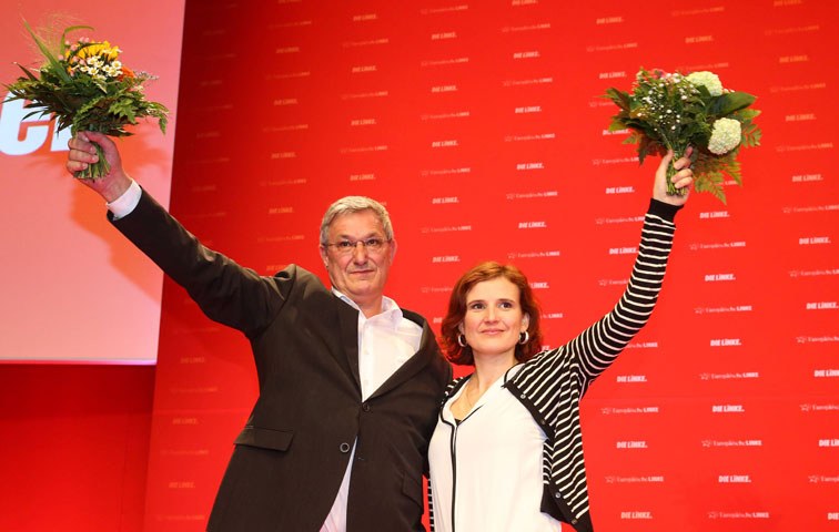 Die wiedergewählten Vorsitzenden Bernd Riexinger und Katja Kipping