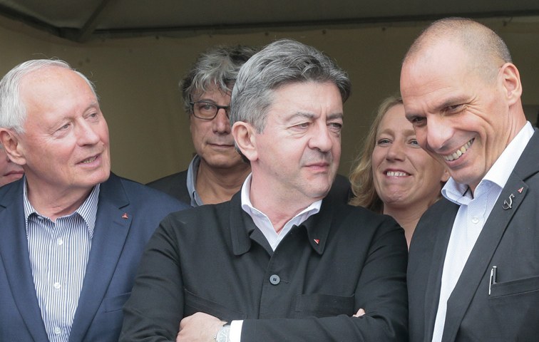 Linke Schwergewichte der Initiative: Oscar Lafontaine, Jean-Luc Mélenchon und Yannis Varoufakis