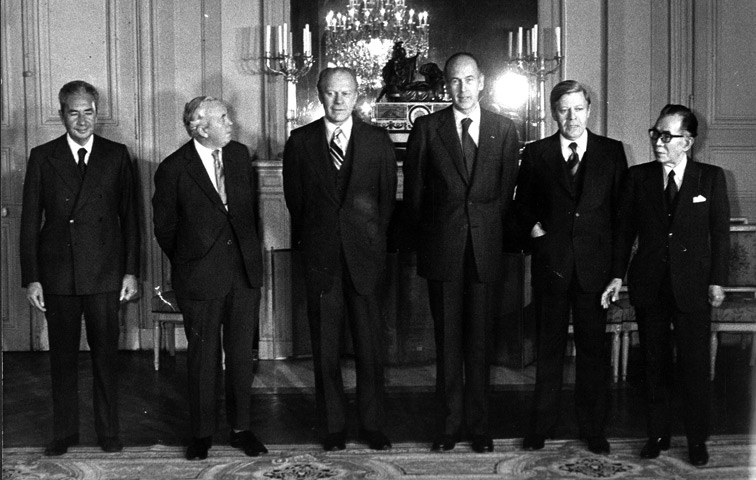 Das erste Treffen 1975 auf Schloss Rambouillet, damals noch als G6