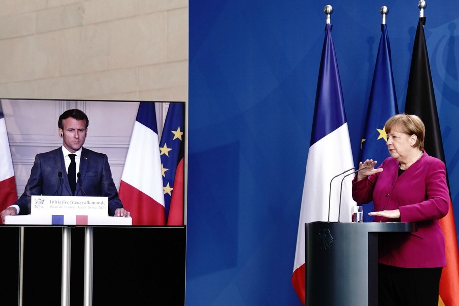 Der französische Präsident und die deutsche Kanzlerin bei ihrer Videokonferenz am Montag dieser Woche