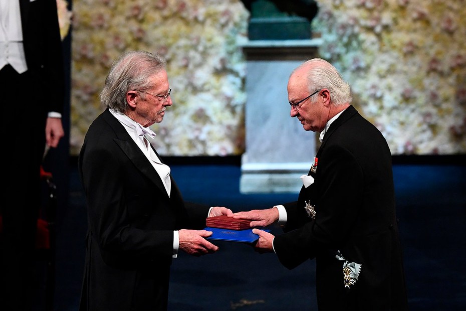 Peter Handke bei seiner Nobelpreisrede am 10. Dezember 2019