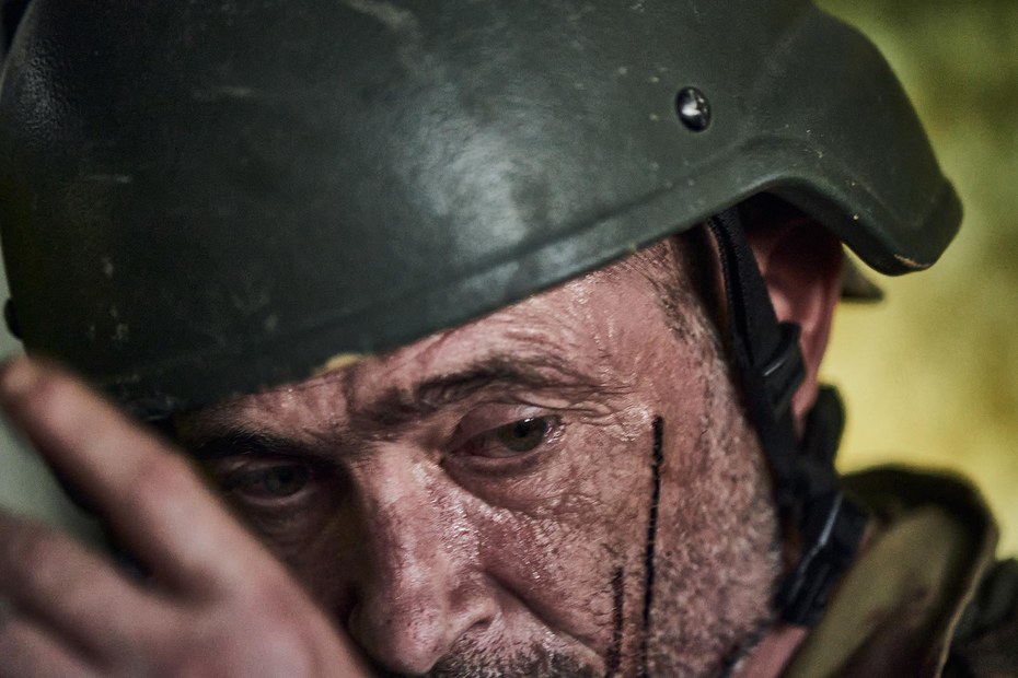 Ein verletzter ukrainischer Soldat nahe Bachmut, 24. September 2023