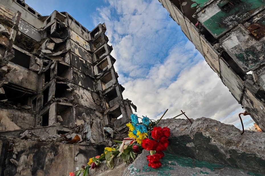 Ein zerstörtes Wohnhaus in Borodjanka nahe Kiew