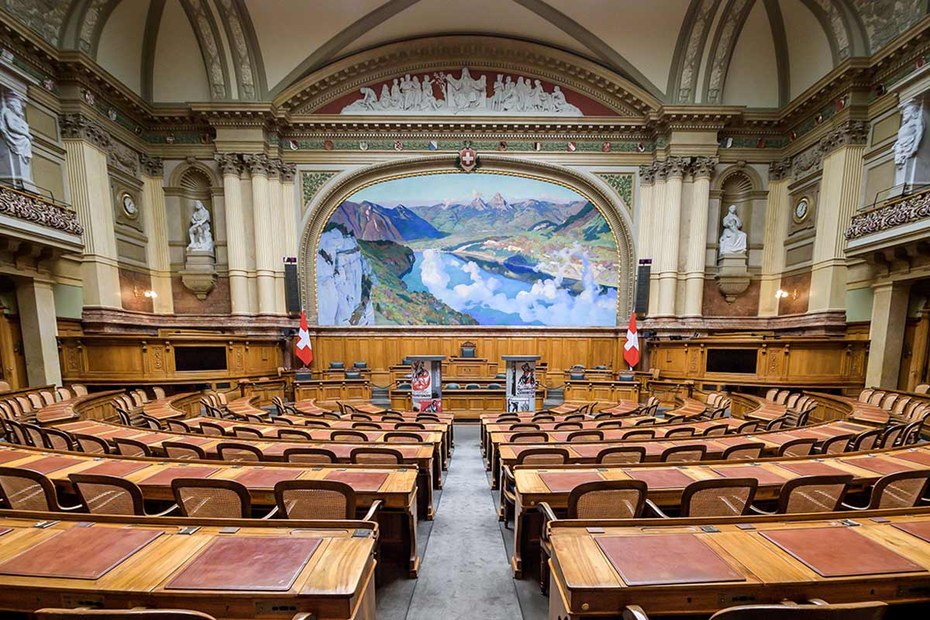Innenansicht des Schweizerischen Parlaments in Bern