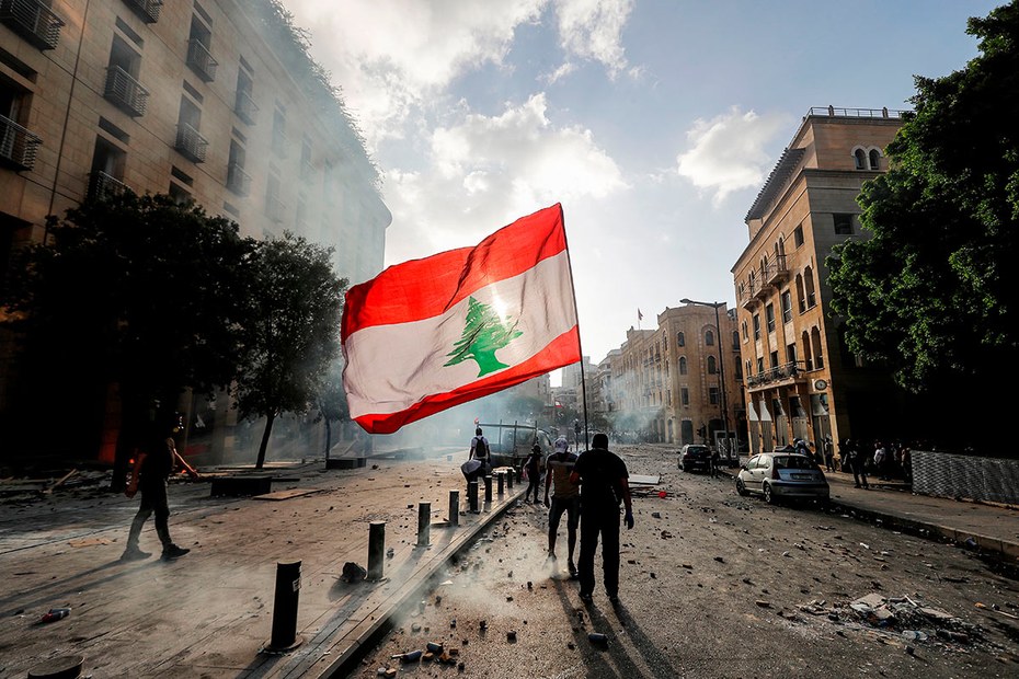 Demonstranten in der Innenstadt Beiruts am 8. August