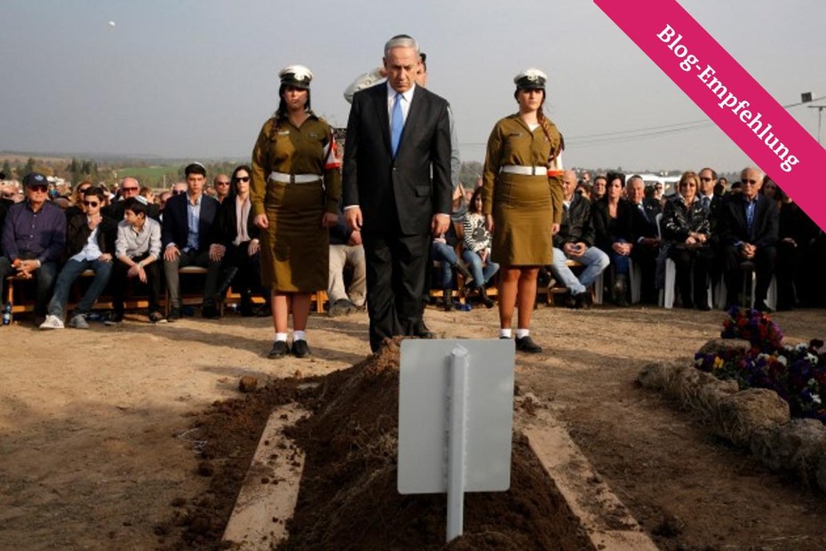 Benjamin Netanyahu während der Beerdigung von Ariel Sharon
