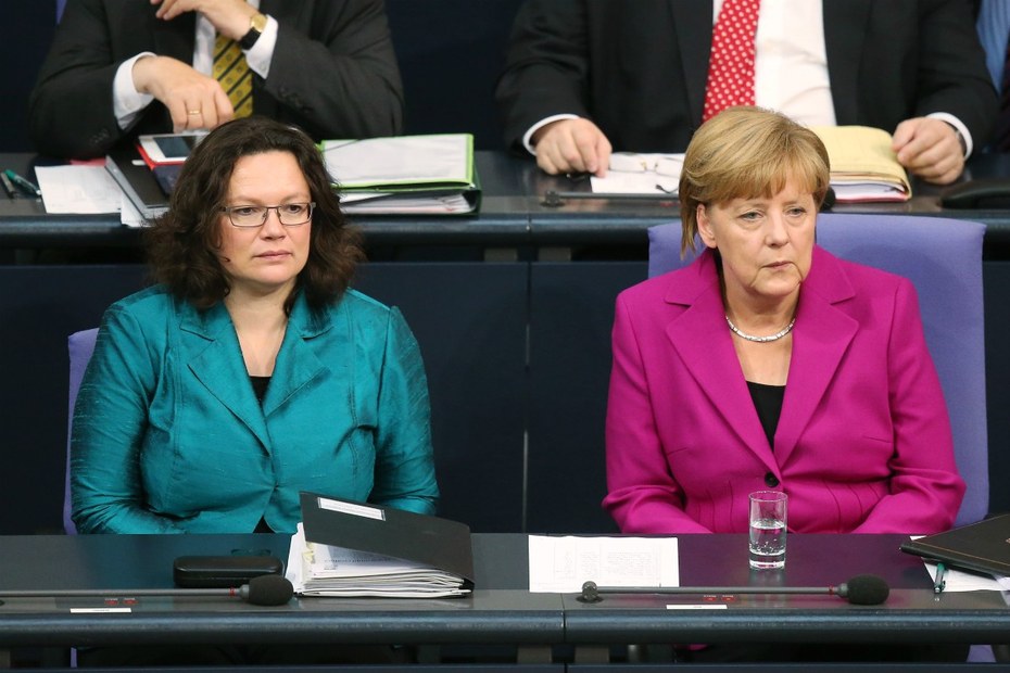 Andrea Nahles und Angela Merkel, zwei altbekannte Gesichter auf der Regierungsbank